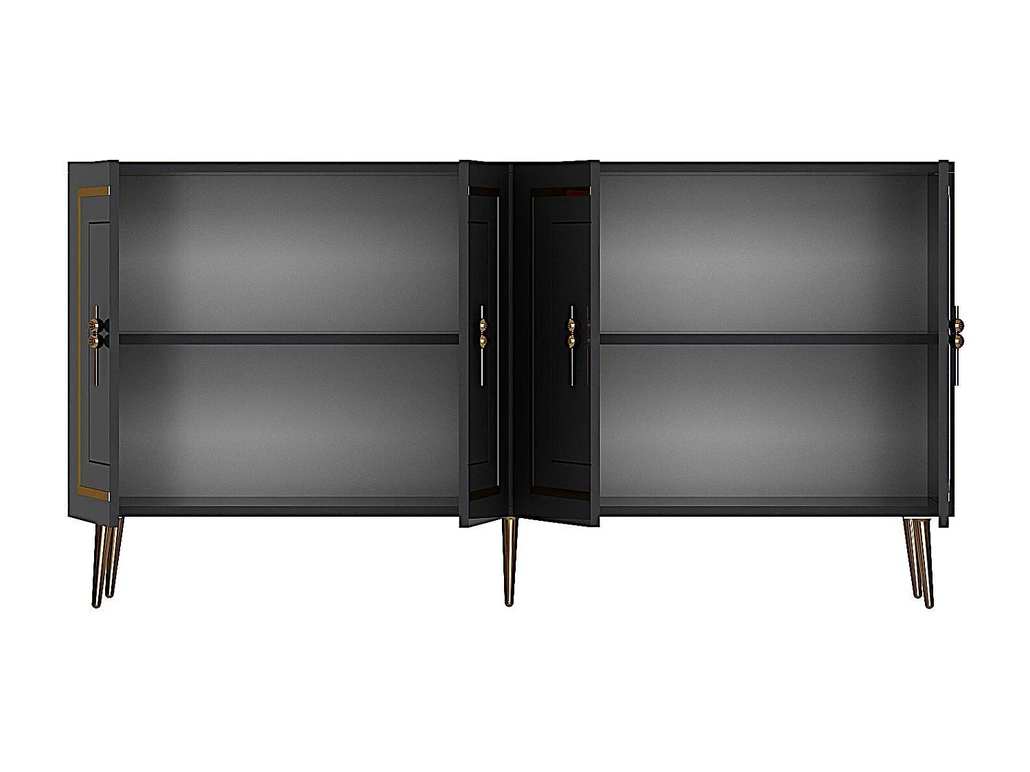 Credenza in pannello di particelle rivestito in melaminico 100% – 150 cm x 75 cm x 35 cm – Antracite e Oro