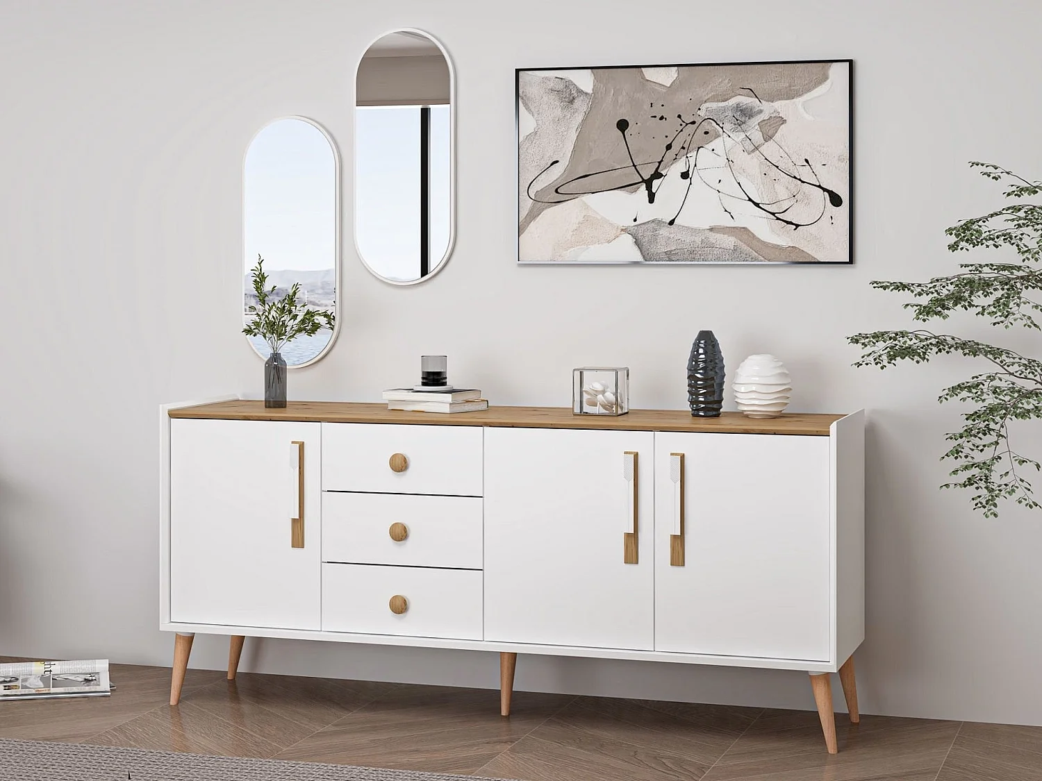 Credenza bianca con mitra