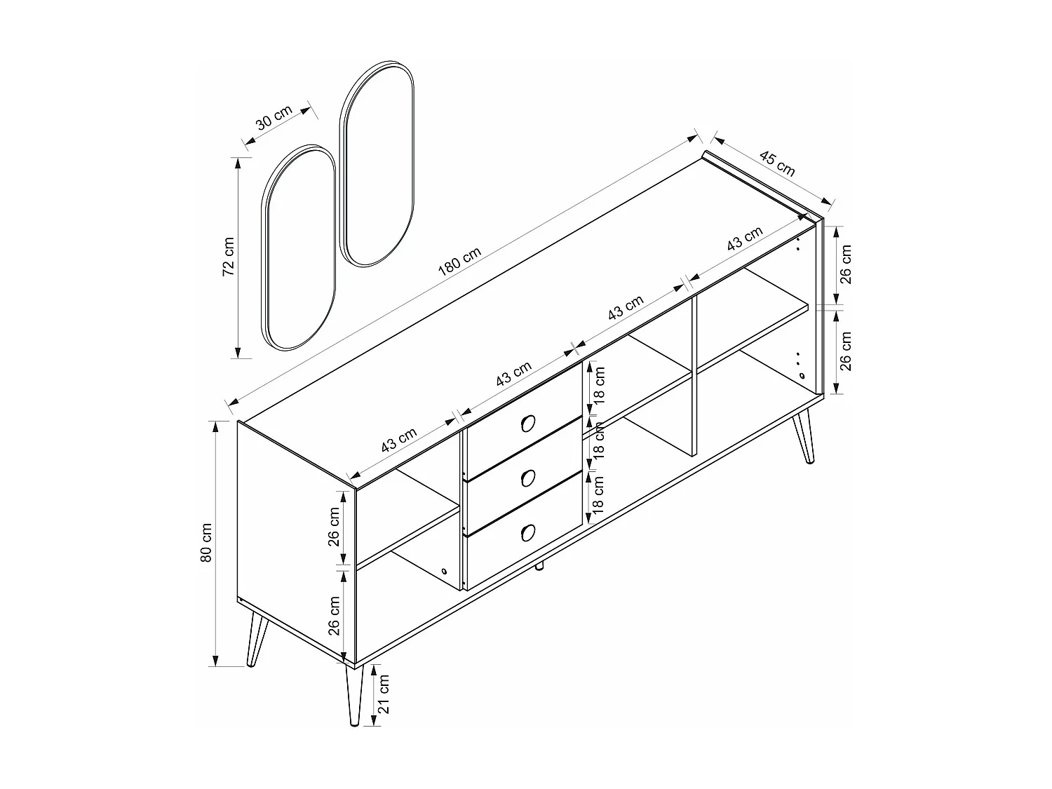 Credenza bianca con mitra