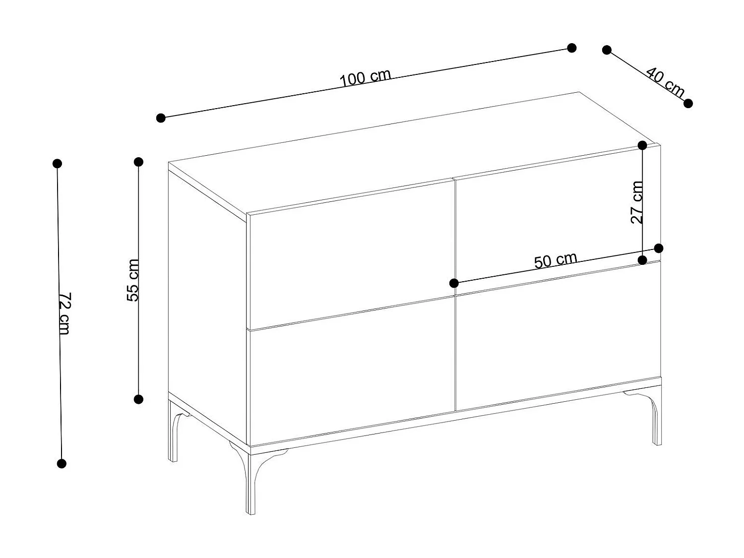 Credenza in truciolare nobilitato – 100 cm x 72 cm x 40 cm – Rovere zaffiro