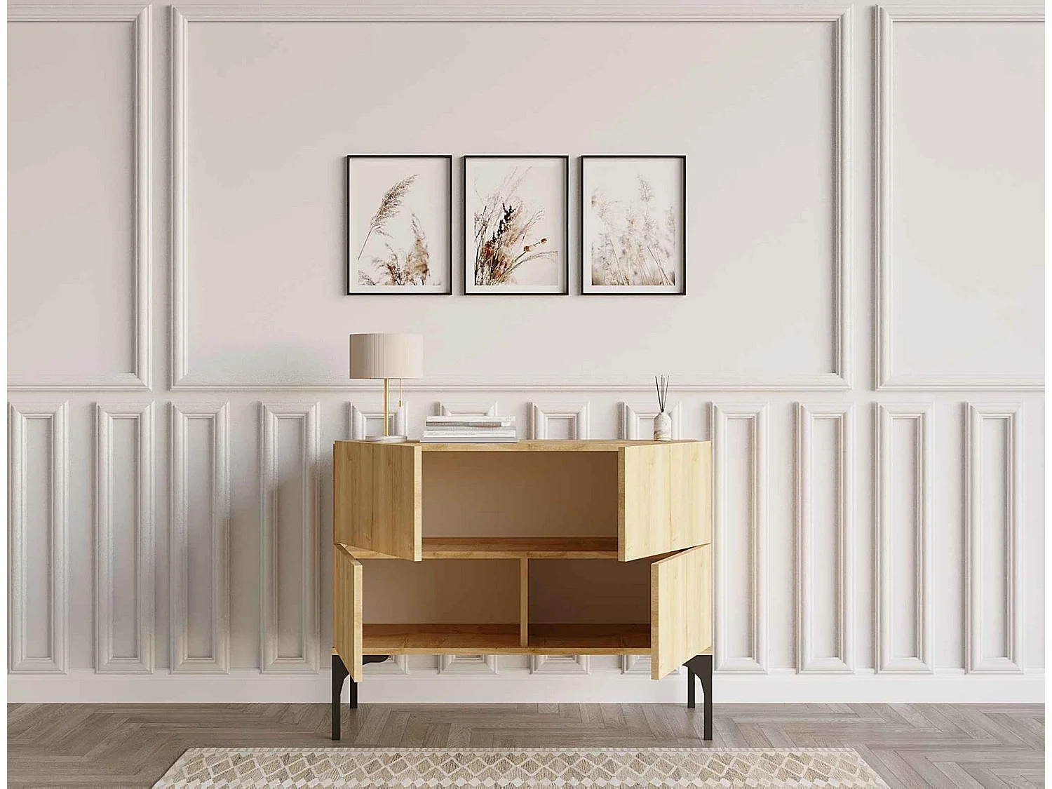 Credenza in truciolare nobilitato – 100 cm x 72 cm x 40 cm – Rovere zaffiro