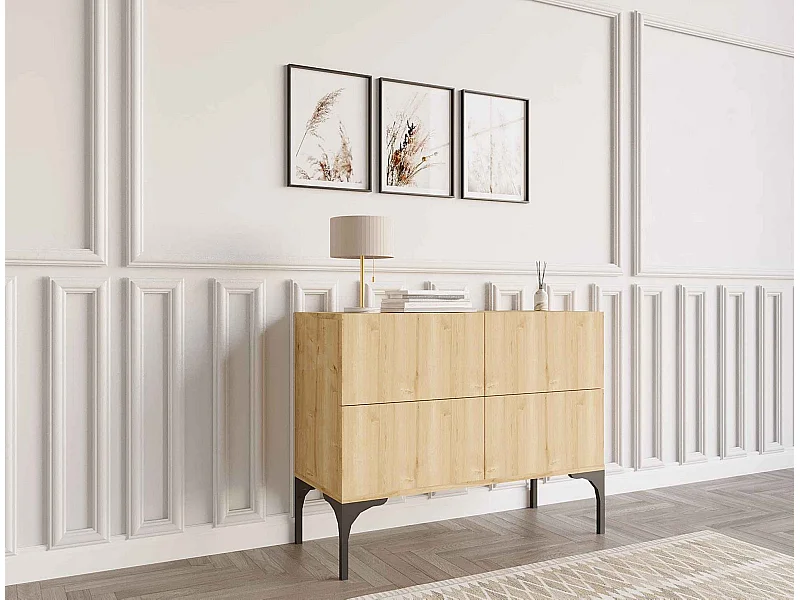 Buffet en panneaux de particules mélaminés – 100 cm x 72 cm x 40 cm – Chêne saphir