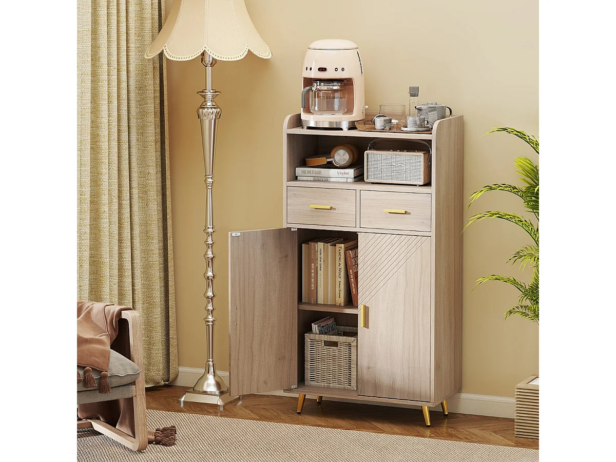 Nowoczesna szafka kuchenna z drzwiami, 2 szufladami i regulowaną półką 60 x 30 x 113 cm - szara