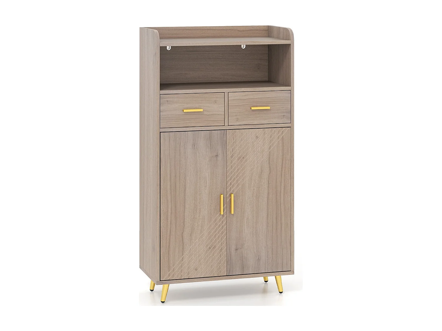 Nowoczesna szafka kuchenna z drzwiami, 2 szufladami i regulowaną półką 60 x 30 x 113 cm - szara