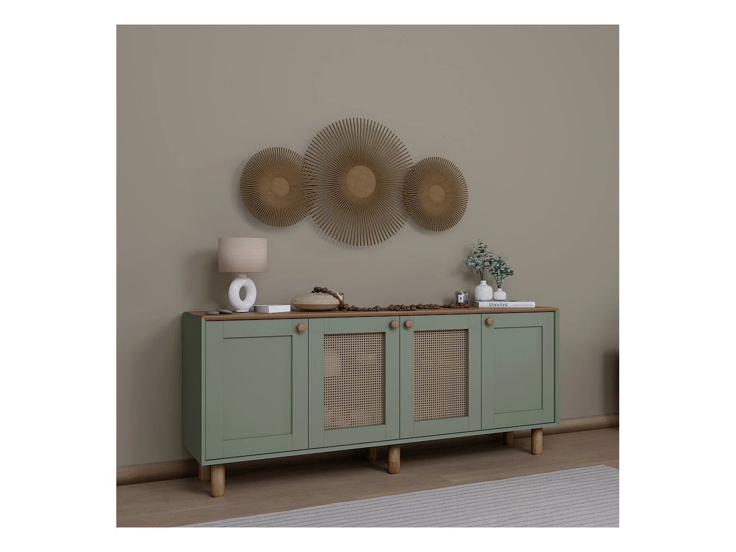 Buffet – 180 cm x 75 cm x 40 cm – Vert – Panneau de particules mélaminé