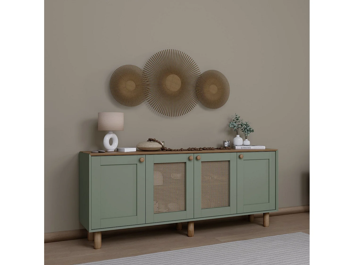 Dressoir – 180 cm x 75 cm x 40 cm – Groen – Melamine gecoate spaanplaat