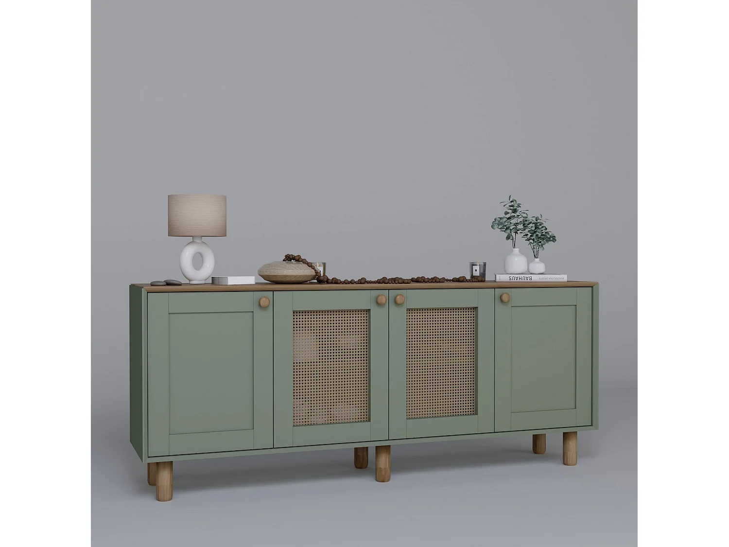 Dressoir – 180 cm x 75 cm x 40 cm – Groen – Melamine gecoate spaanplaat