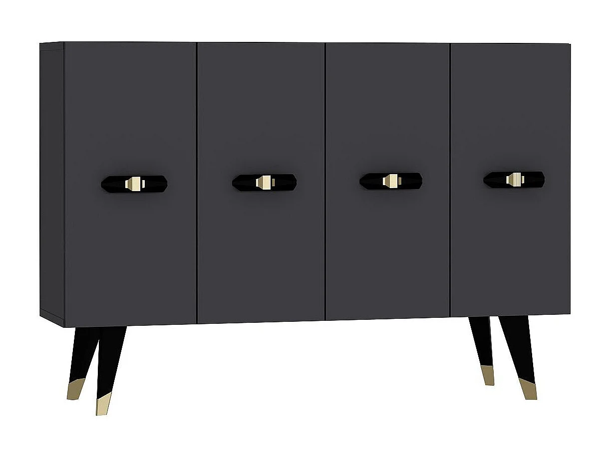 Buffet – 120 cm x 80 cm x 29,6 cm – Or et Anthracite – Panneau de particules mélaminé