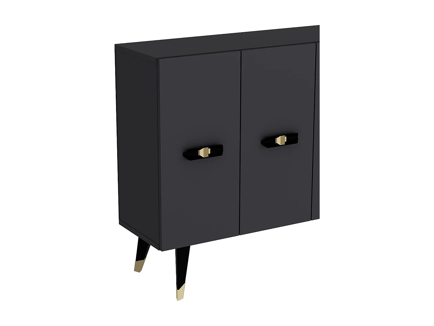 Buffet – 120 cm x 80 cm x 29,6 cm – Or et Anthracite – Panneau de particules mélaminé