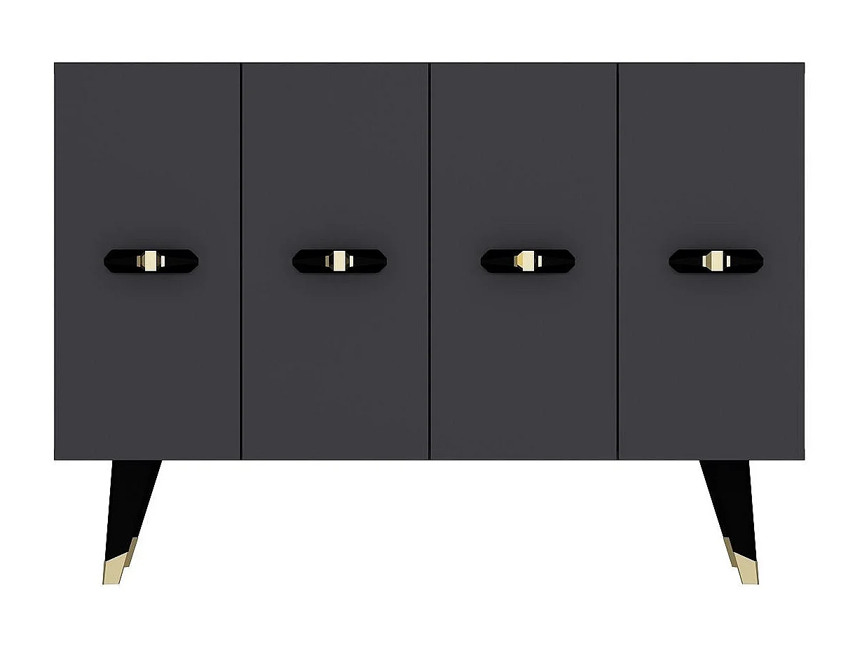 Buffet – 120 cm x 80 cm x 29,6 cm – Or et Anthracite – Panneau de particules mélaminé