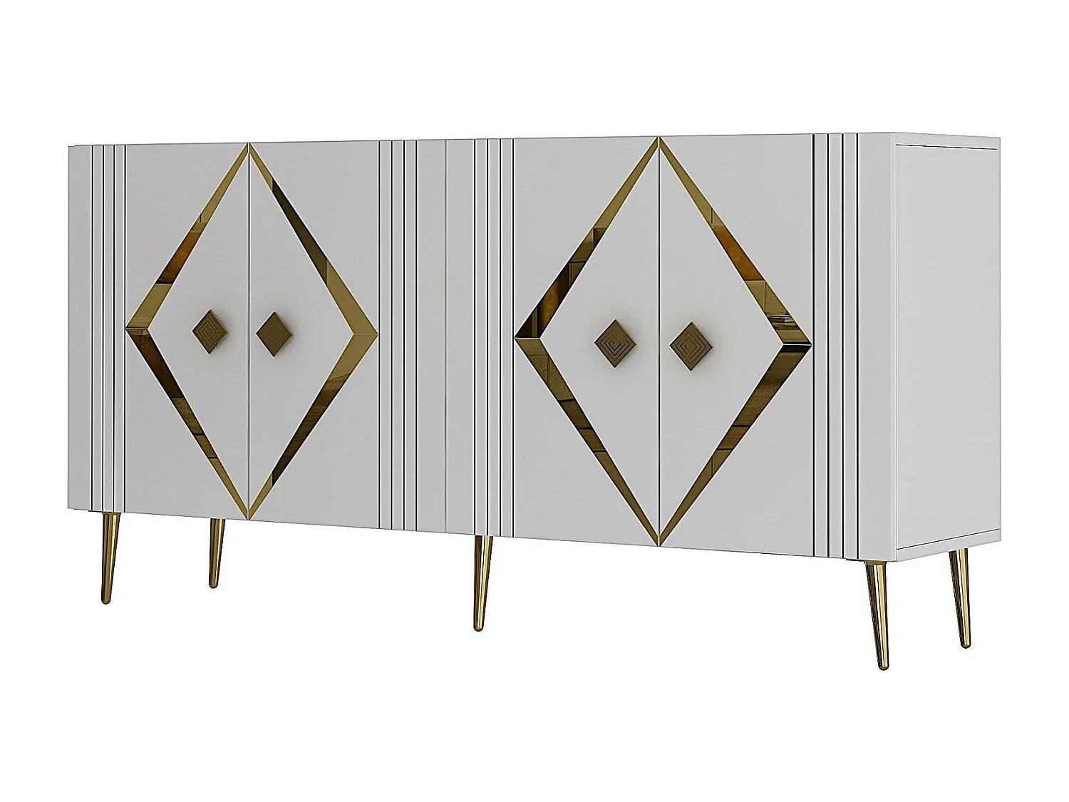 Credenza – 150 cm – Bianco e Oro – MDF