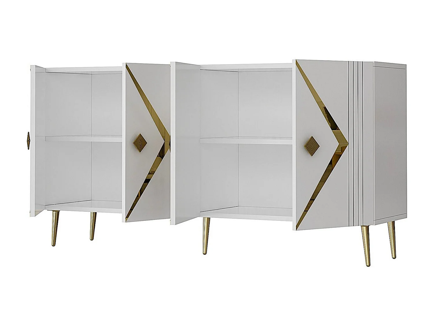 Credenza – 150 cm – Bianco e Oro – MDF
