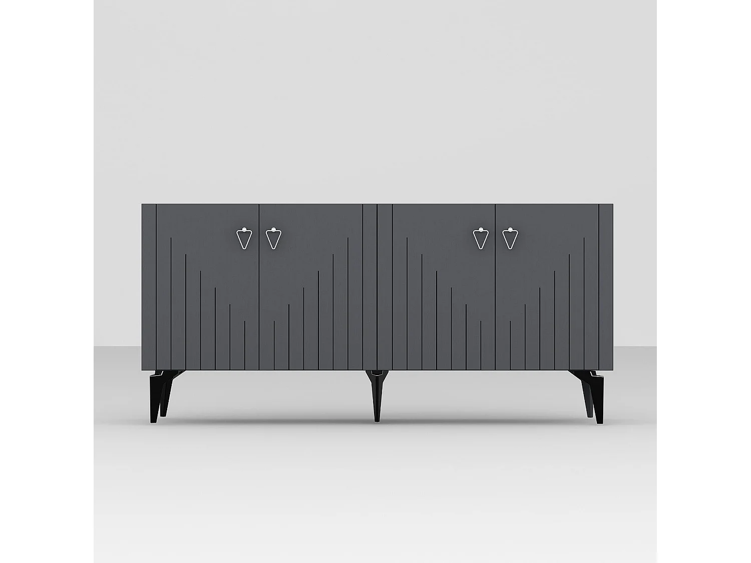 Buffet en aggloméré mélaminé – 150 cm x 79 cm x 40 cm – Anthracite et argent