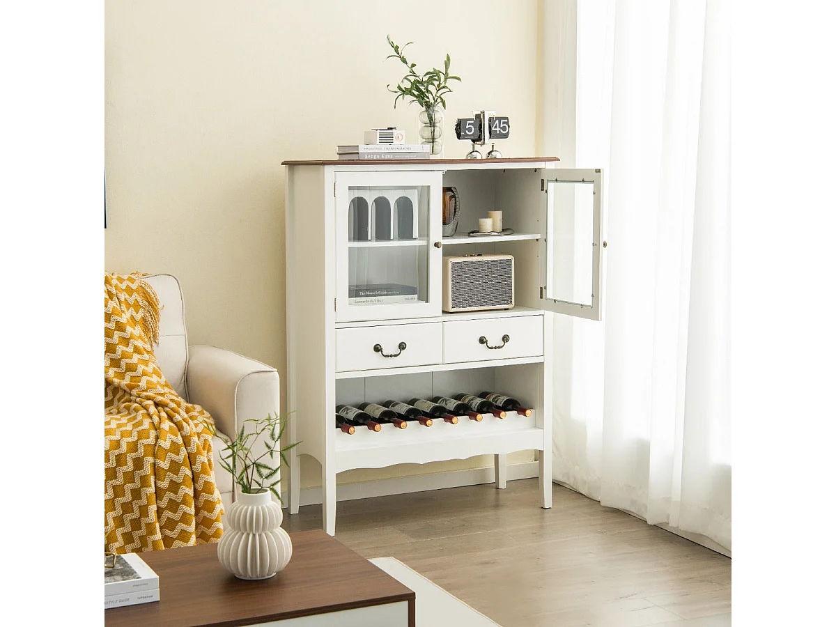 Buffet – 90 x 40 x 126,5 cm – Blanc – Bois de pin