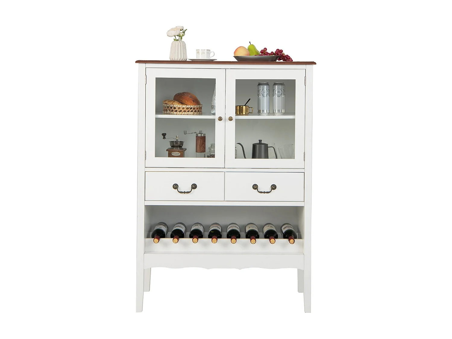Buffet – 90 x 40 x 126,5 cm – Blanc – Bois de pin