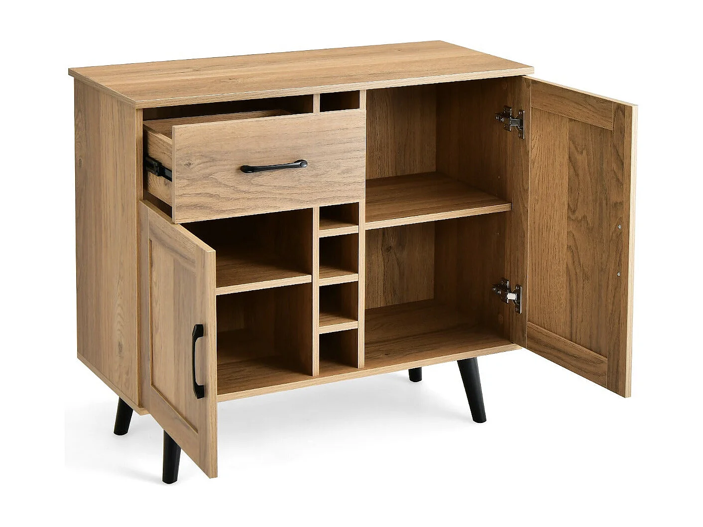 Credenza bar con portabottiglie – 90 x 40 x 79 cm – Naturale