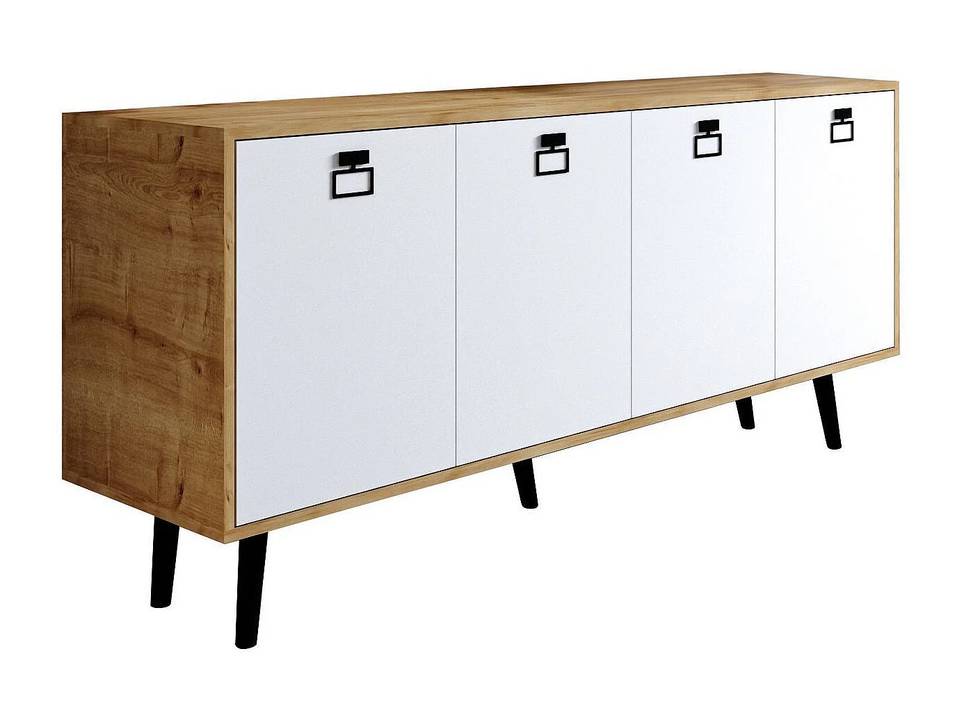 Aparador – 180 cm – Roble Zafiro y Blanco – Tablero aglomerado revestido de melamina