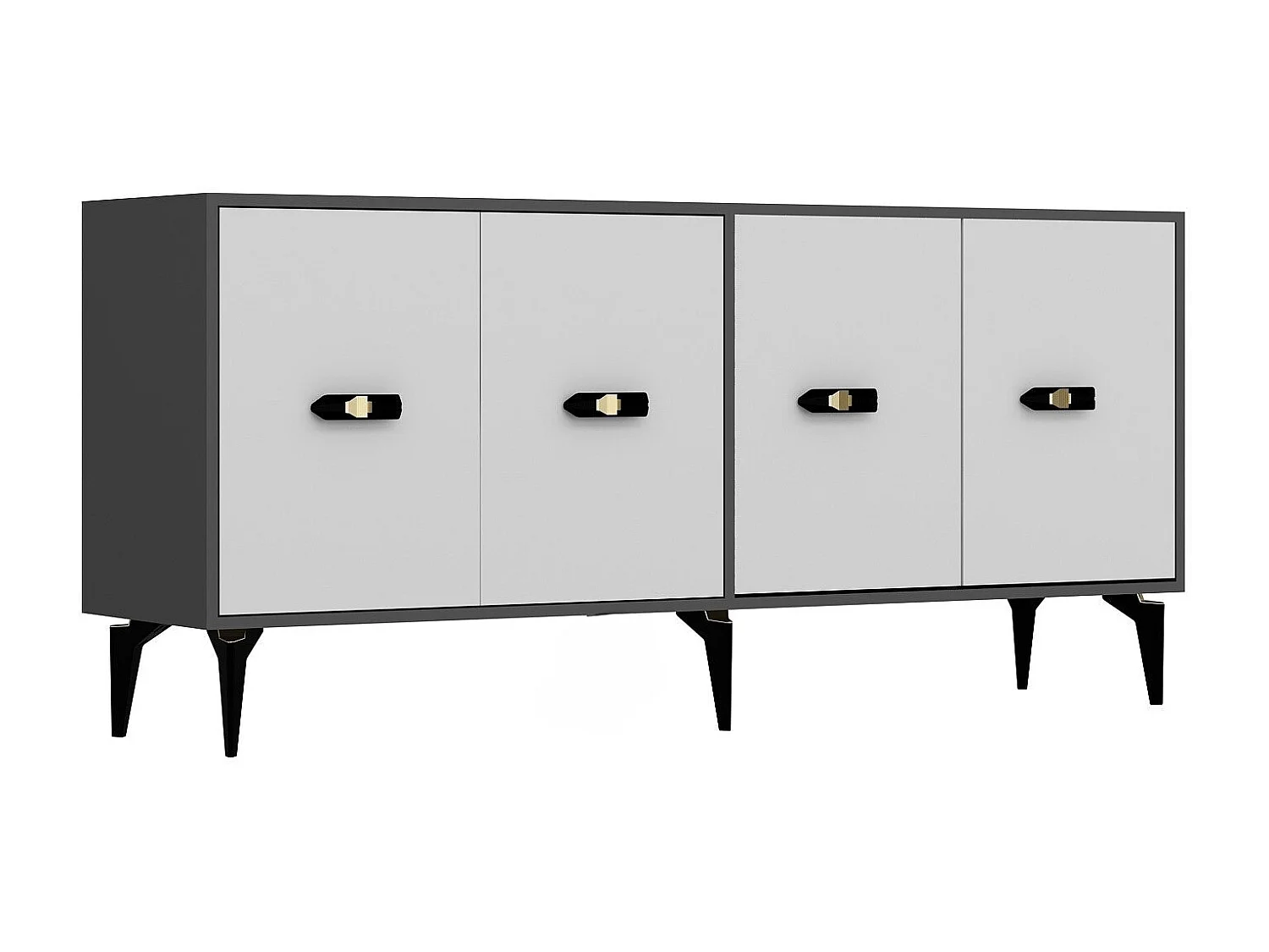 Komoda – 180 cm x 82,6 cm x 35 cm – Antracyt i biel – Melamina