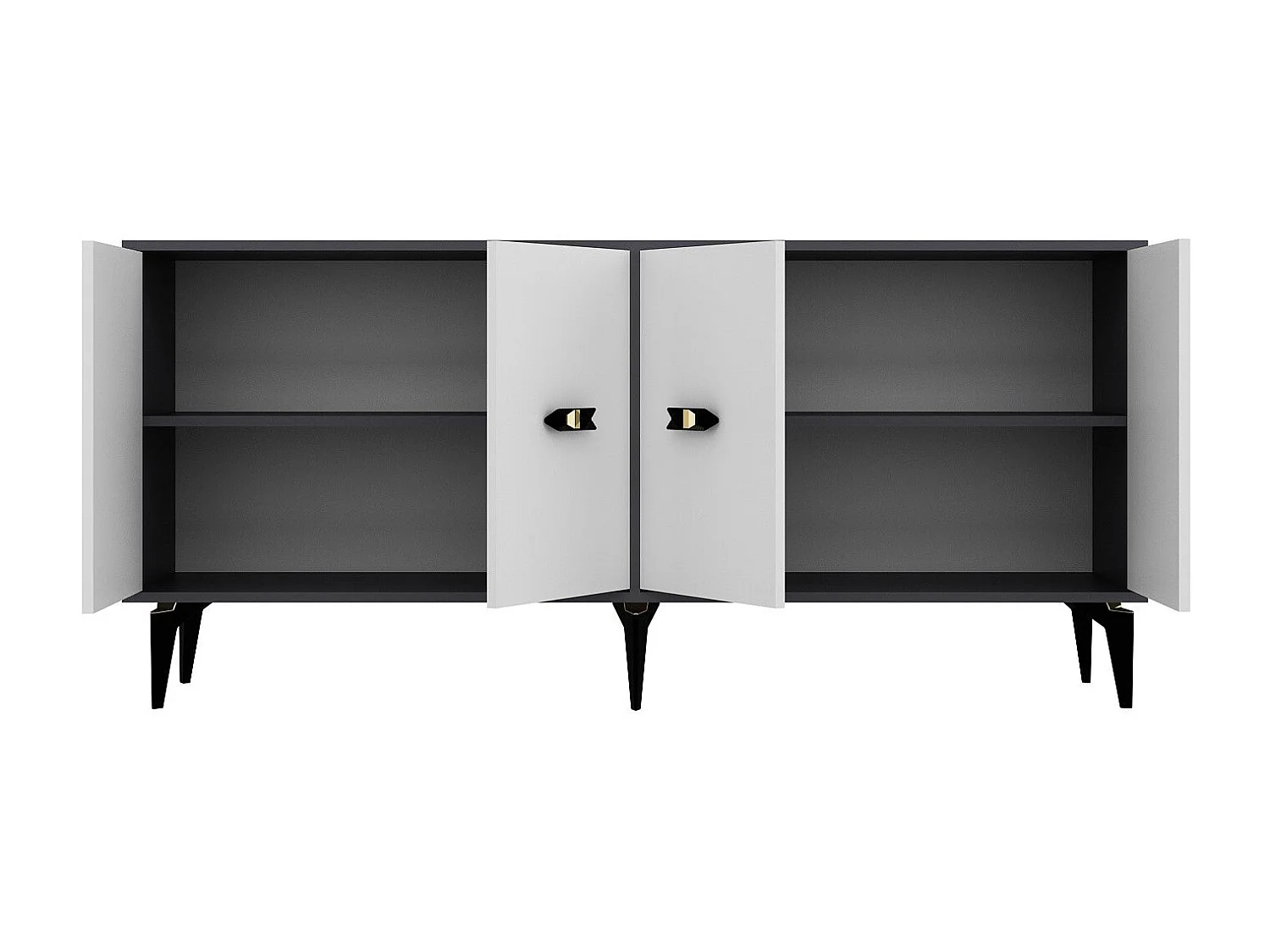 Komoda – 180 cm x 82,6 cm x 35 cm – Antracyt i biel – Melamina