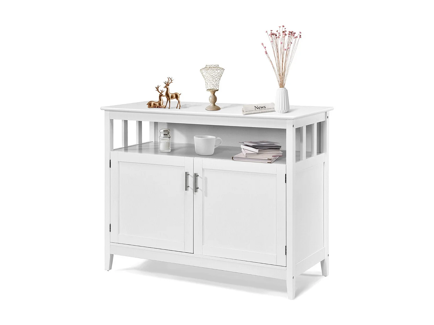 Buffet en bois – 114 x 51 x 91 cm – Blanc