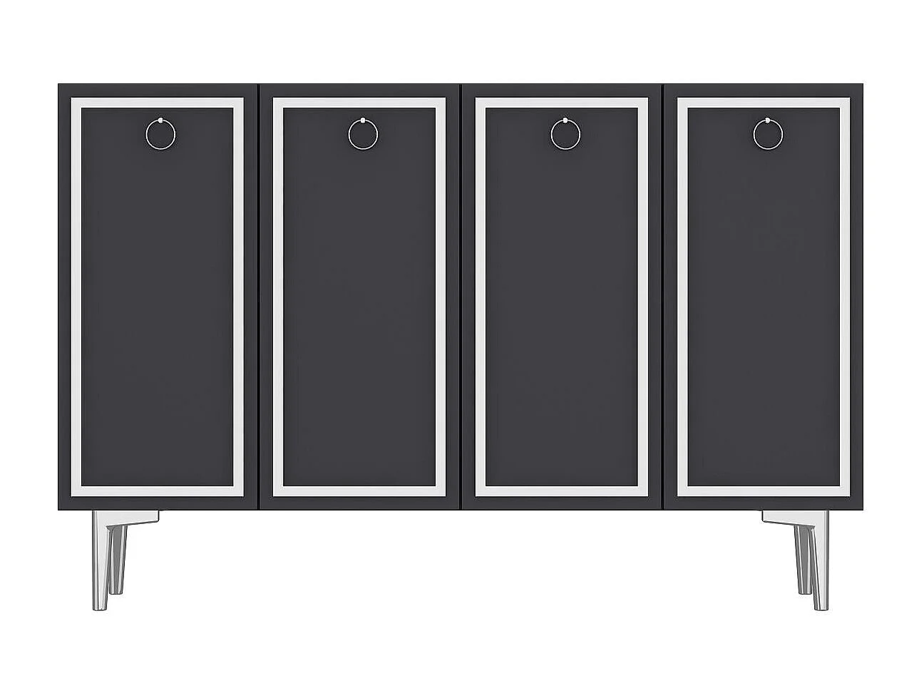 Komoda – 120 cm x 75 cm – Antracyt i srebro – Płyta wiórowa