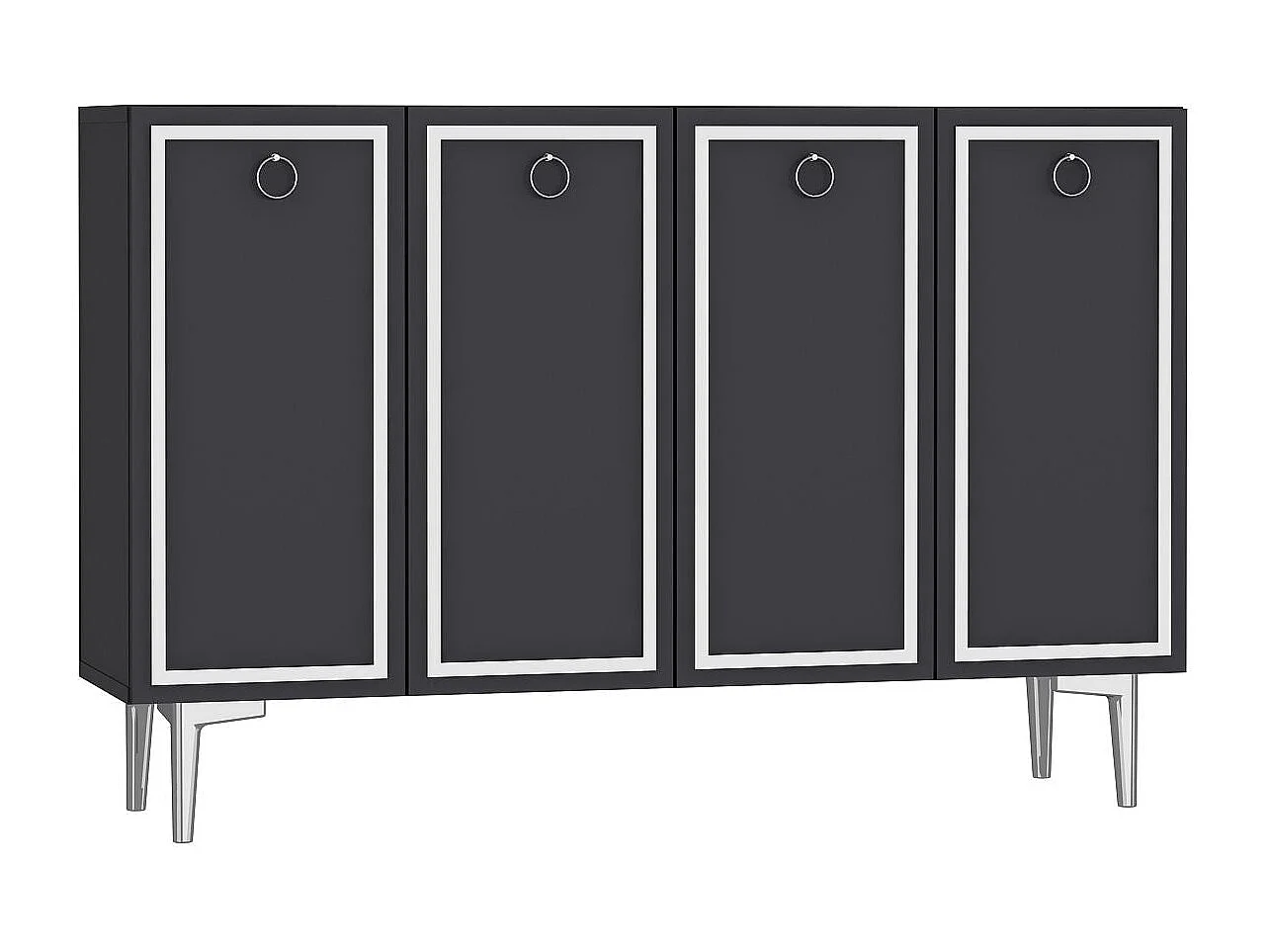 Komoda – 120 cm x 75 cm – Antracyt i srebro – Płyta wiórowa