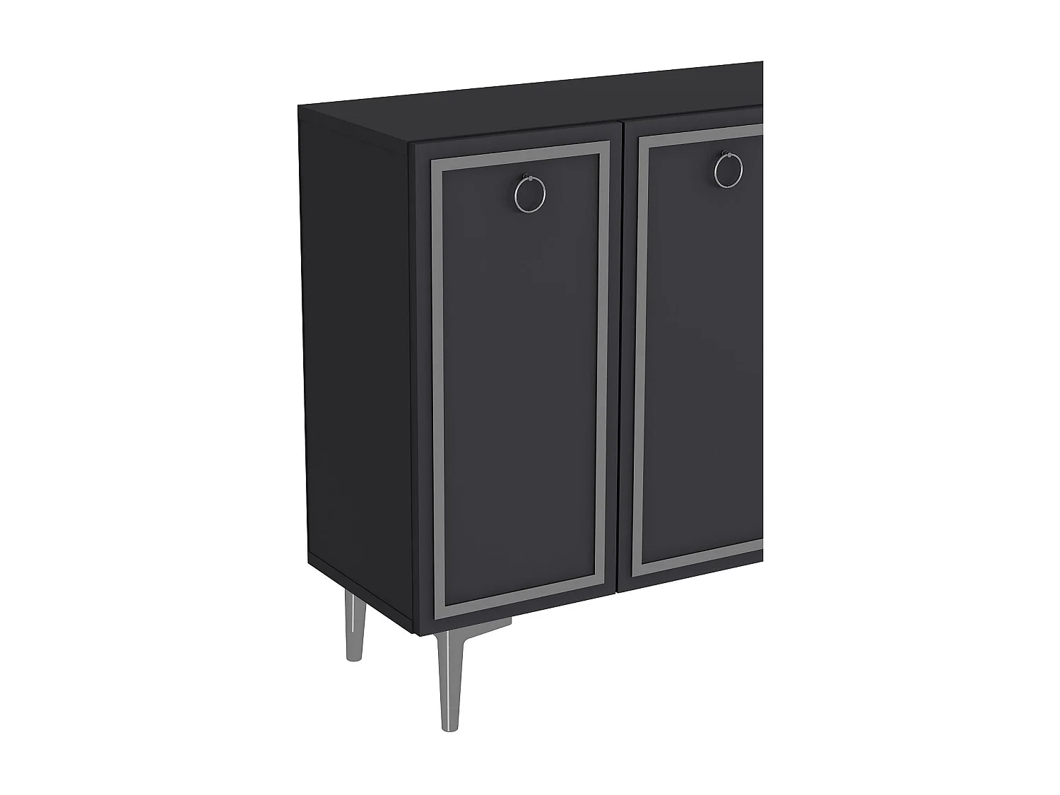 Komoda – 120 cm x 75 cm – Antracyt i srebro – Płyta wiórowa