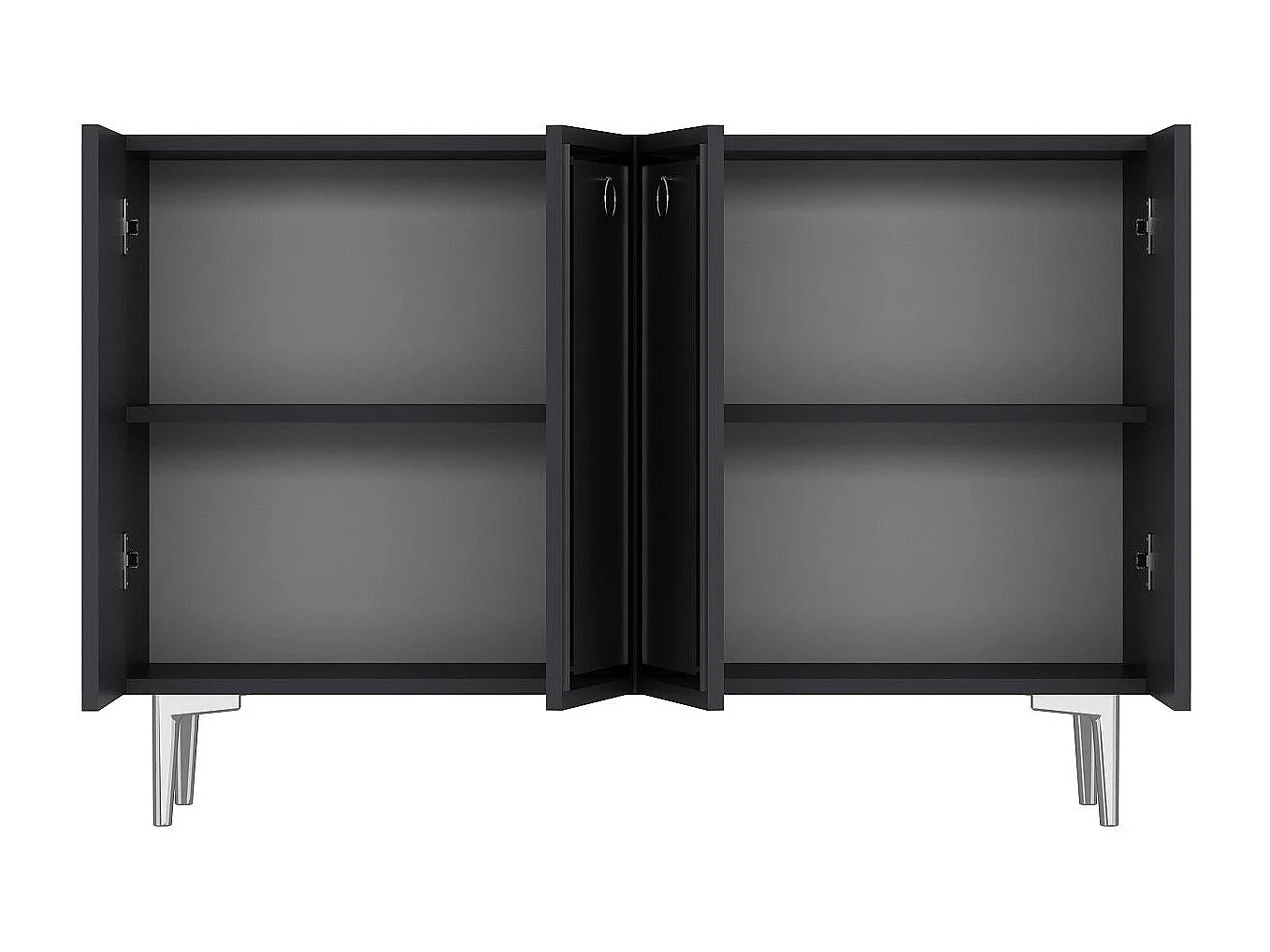 Komoda – 120 cm x 75 cm – Antracyt i srebro – Płyta wiórowa