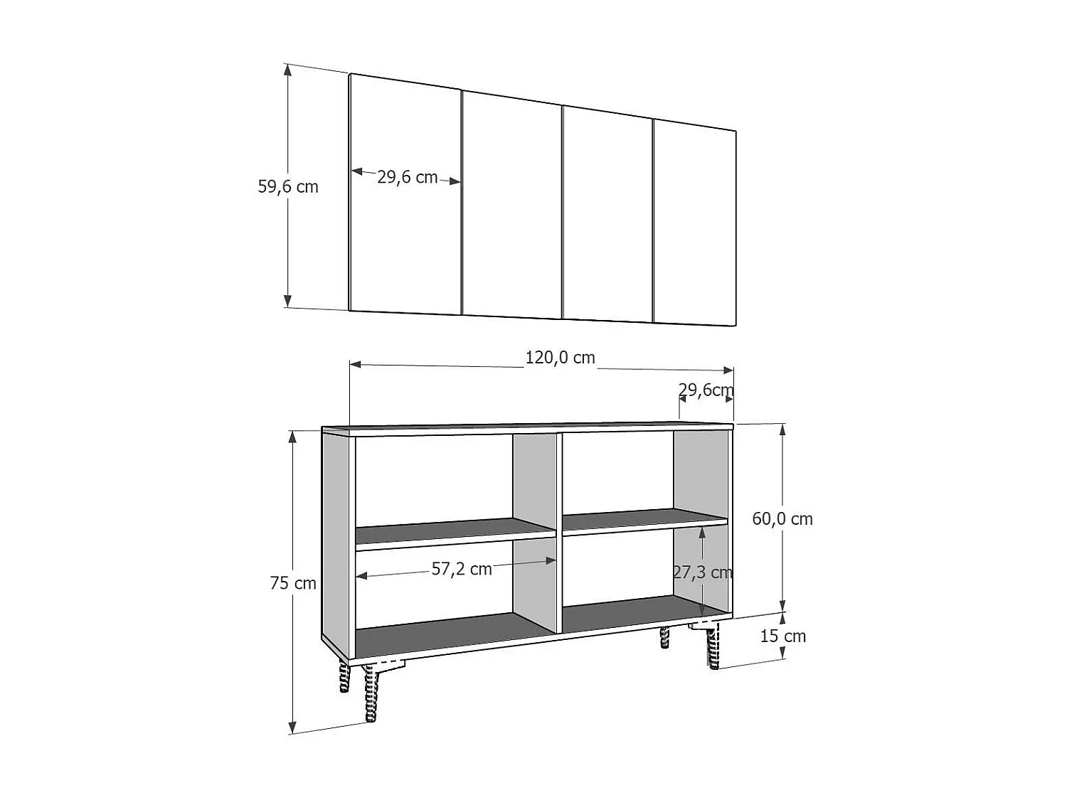 Komoda – 120 cm x 75 cm – Antracyt i srebro – Płyta wiórowa
