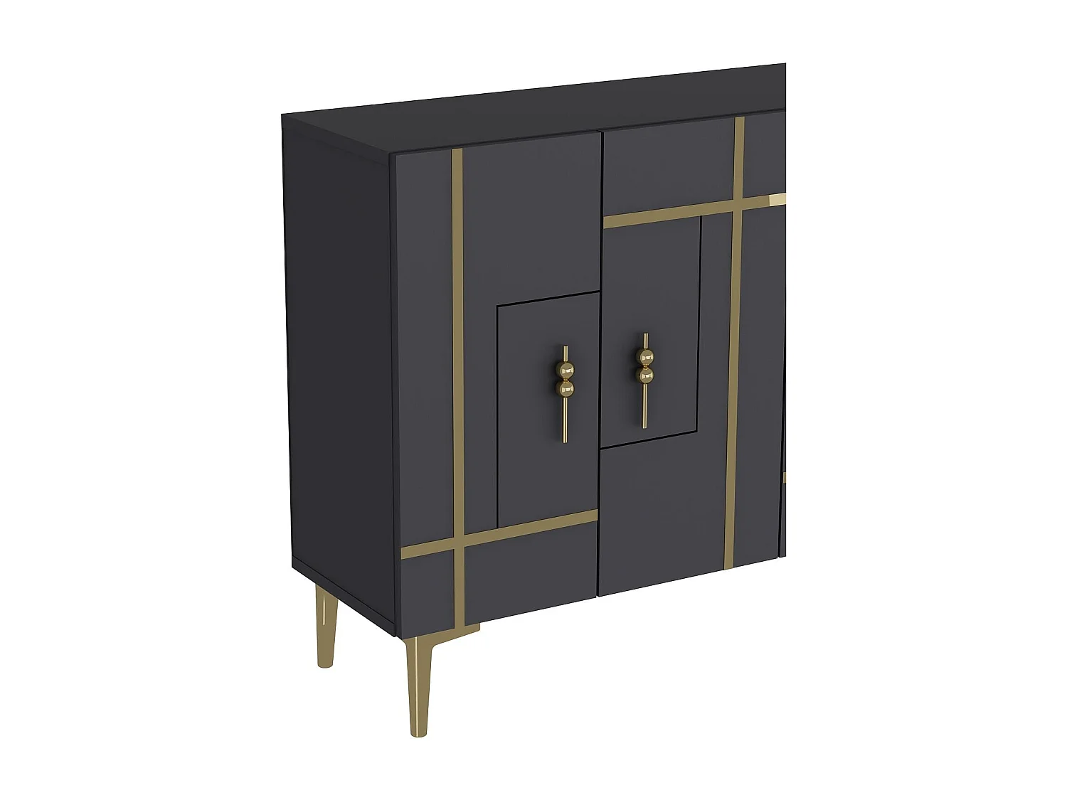 Komoda – 120 cm x 80 cm x 29,6 cm – Antracyt i złoto – Płyta wiórowa pokryta melaminą