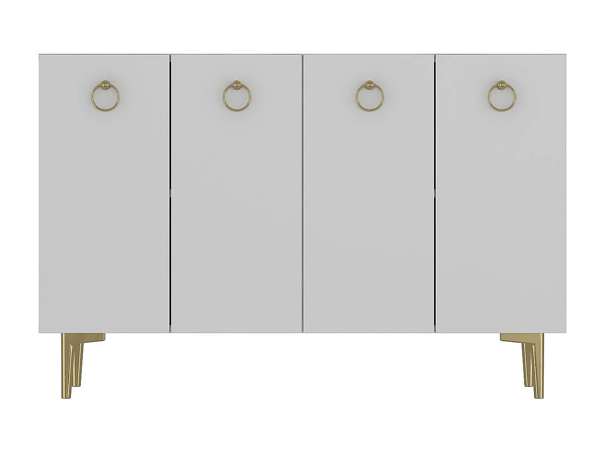 Sideboard – 120 cm x 80 cm – Weiß und Gold – Melaminbeschichtete Spanplatte