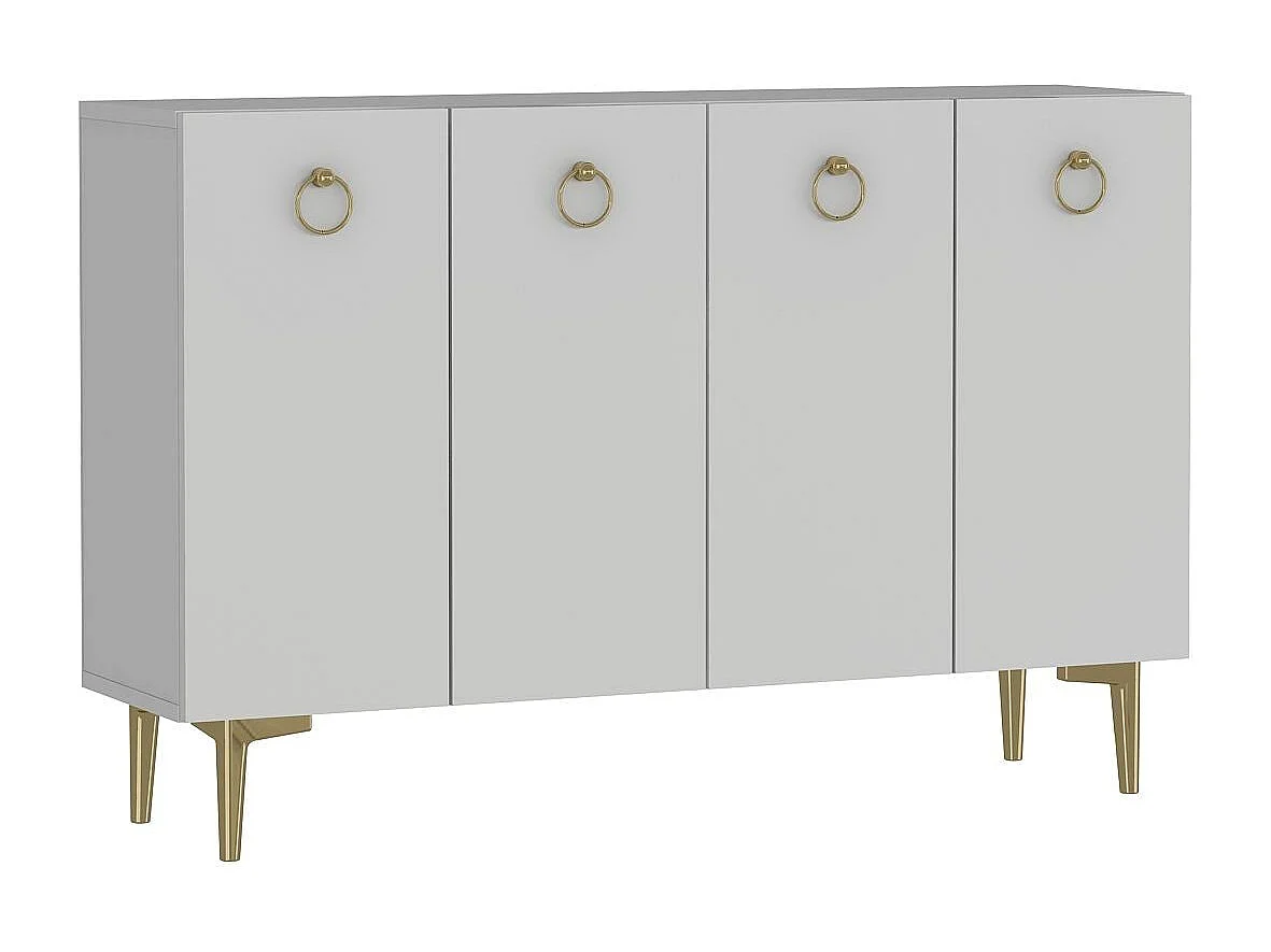 Sideboard – 120 cm x 80 cm – Weiß und Gold – Melaminbeschichtete Spanplatte
