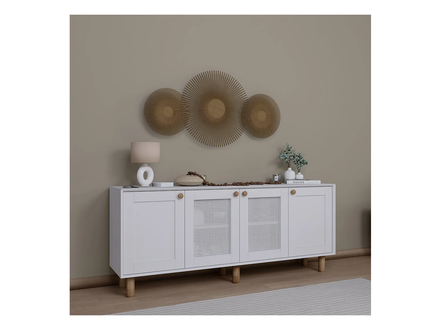 Buffet – 180 cm x 75 cm x 40 cm – Blanc – Panneaux de particules