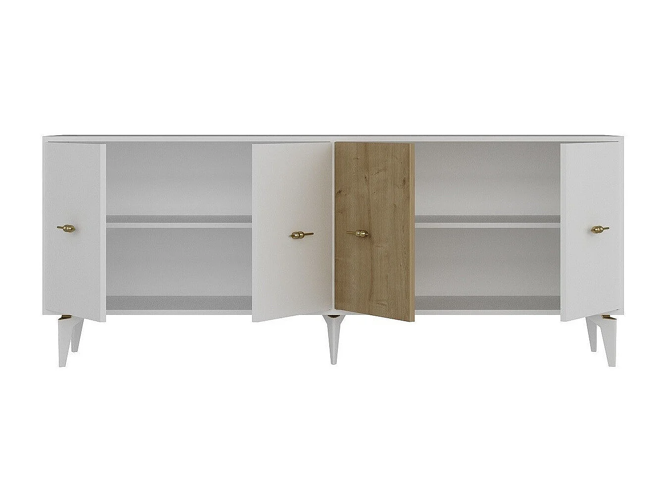 Sideboard – 180 cm – Weiß und Saphireiche – Melaminbeschichtete Spanplatte