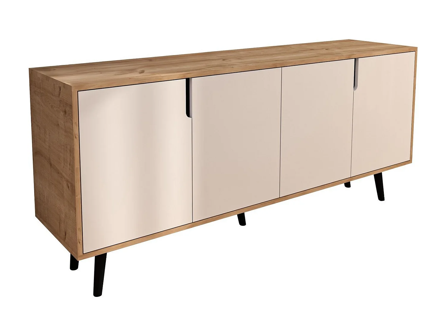 Aparador de aglomerado revestido de melamina – 180 cm x 80 cm x 45 cm – Roble zafiro y blanco