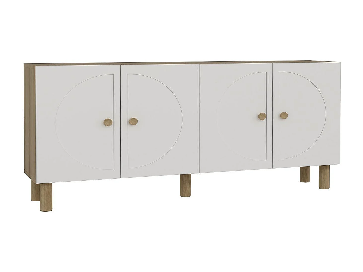 Buffet – 150 cm x 75 cm x 32 cm – Chêne saphir, blanc – MDF