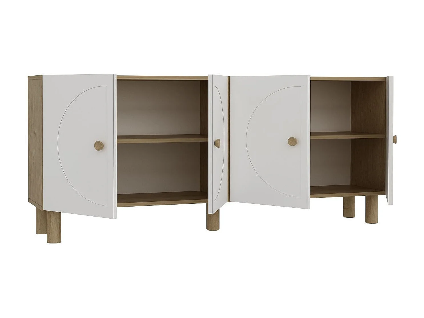 Buffet – 150 cm x 75 cm x 32 cm – Chêne saphir, blanc – MDF