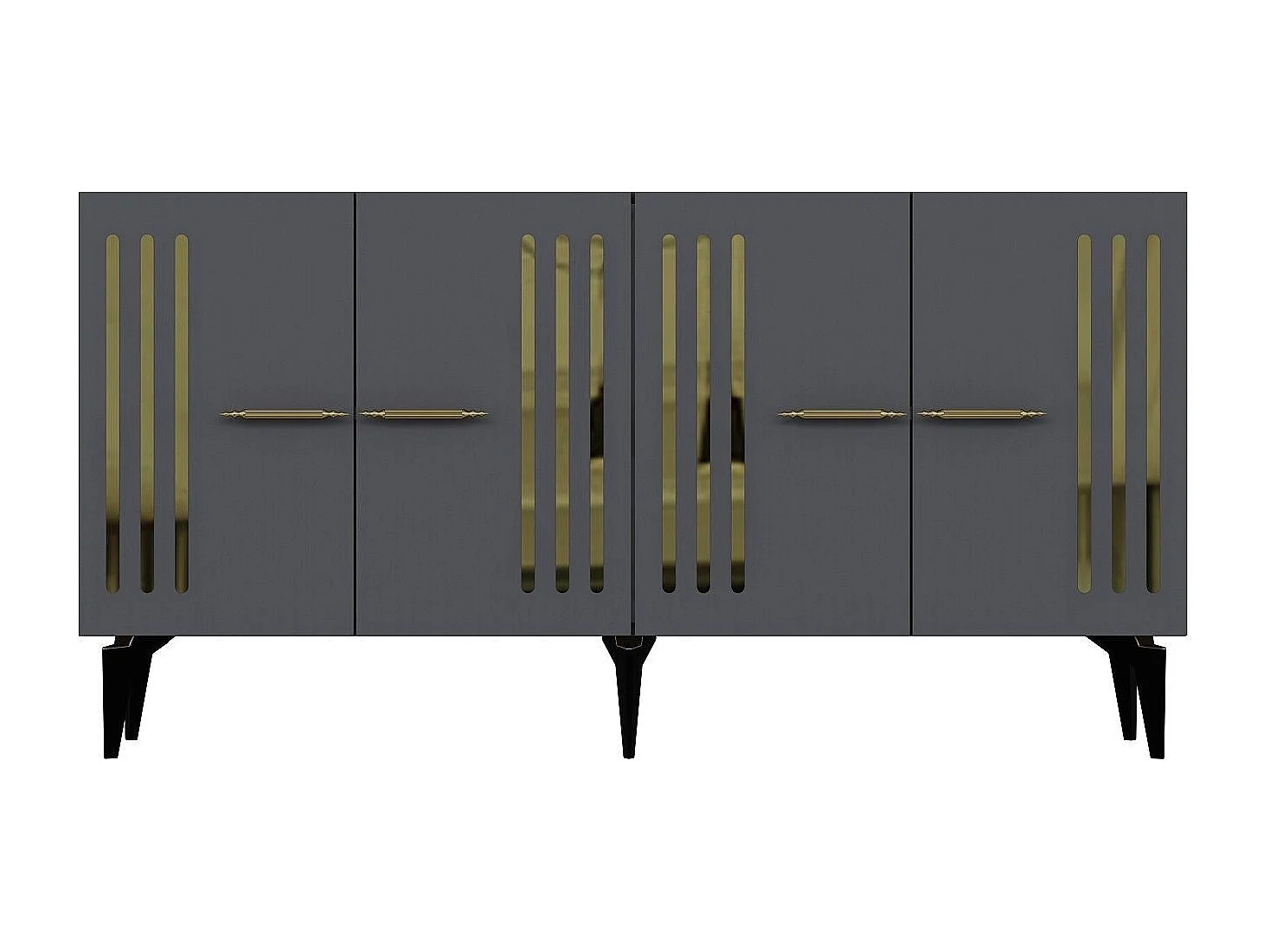 Komoda – 150 cm x 79 cm x 40 cm – Antracyt i złoto – Płyta wiórowa