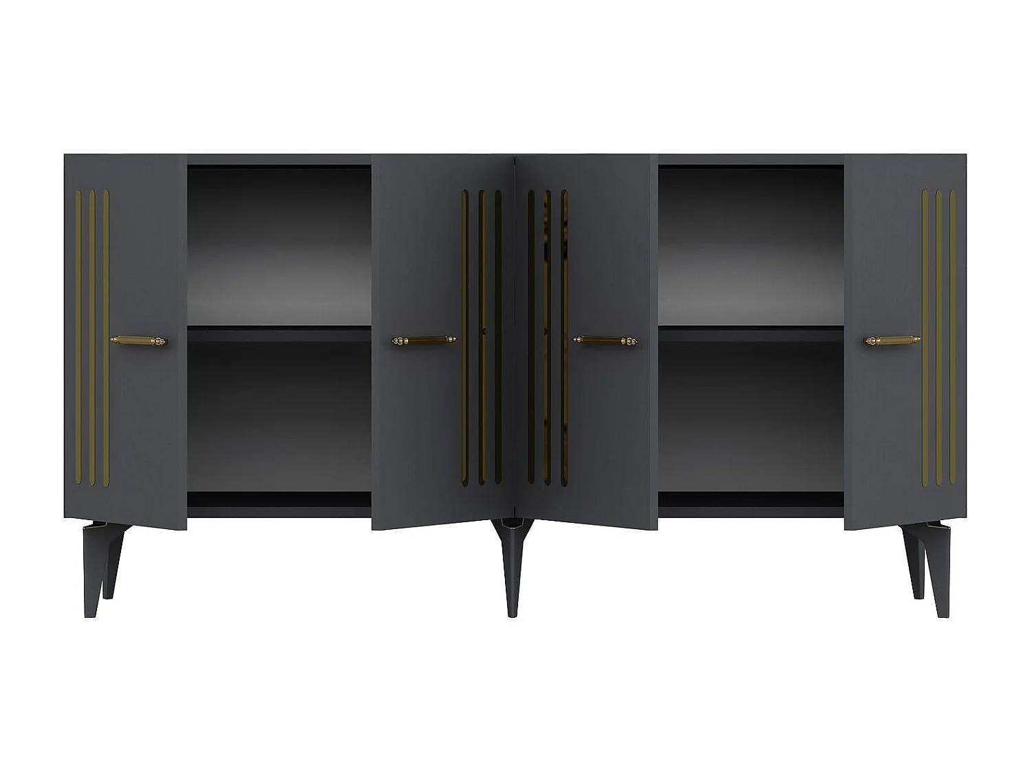 Komoda – 150 cm x 79 cm x 40 cm – Antracyt i złoto – Płyta wiórowa