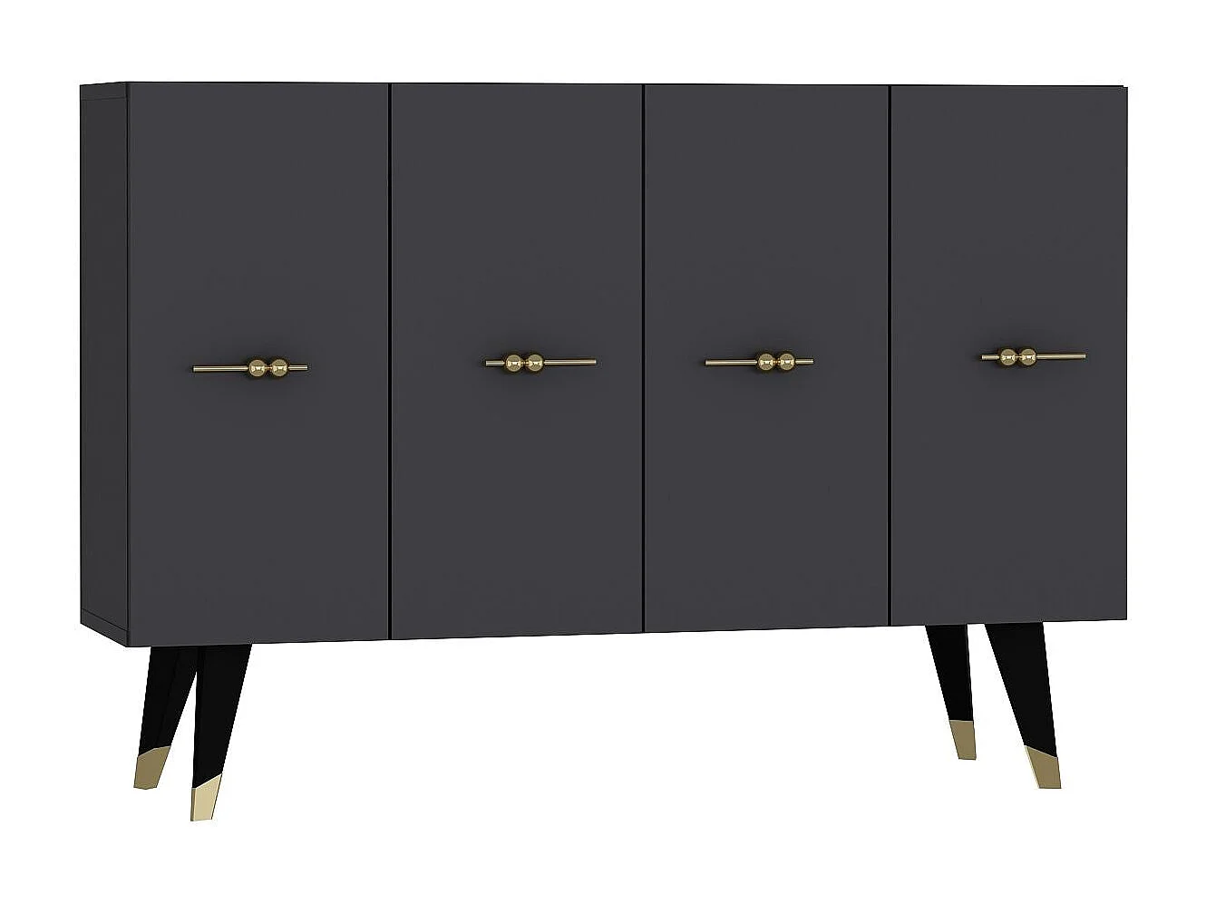 Buffet – 120 cm x 80 cm x 29,6 cm – Or et Anthracite – Panneau de particules mélaminé