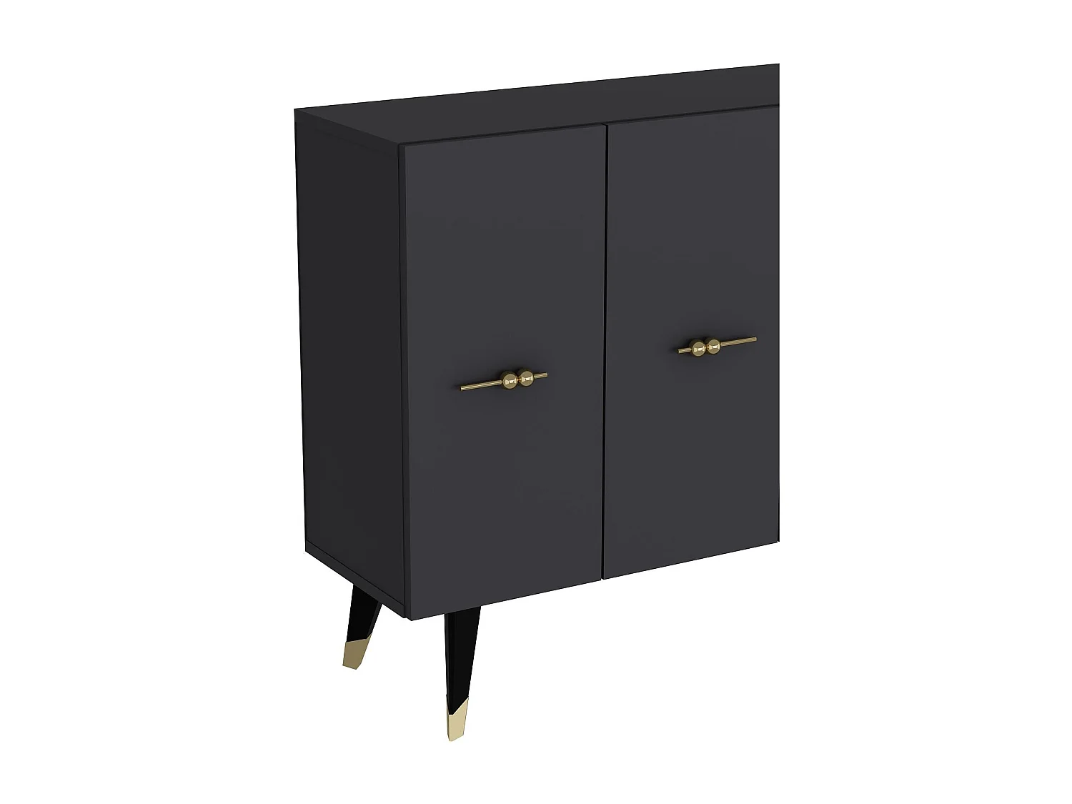 Buffet – 120 cm x 80 cm x 29,6 cm – Or et Anthracite – Panneau de particules mélaminé