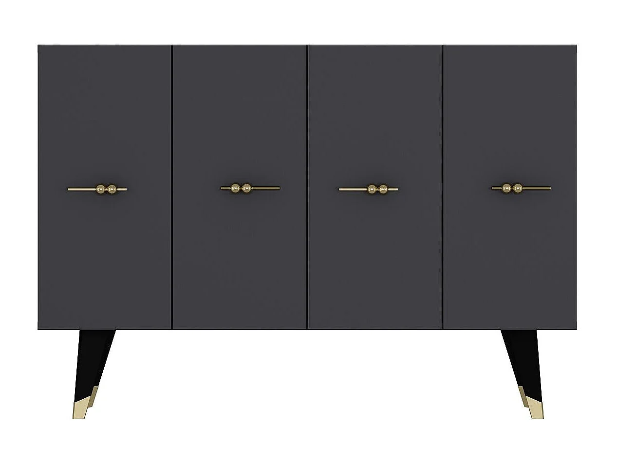 Buffet – 120 cm x 80 cm x 29,6 cm – Or et Anthracite – Panneau de particules mélaminé