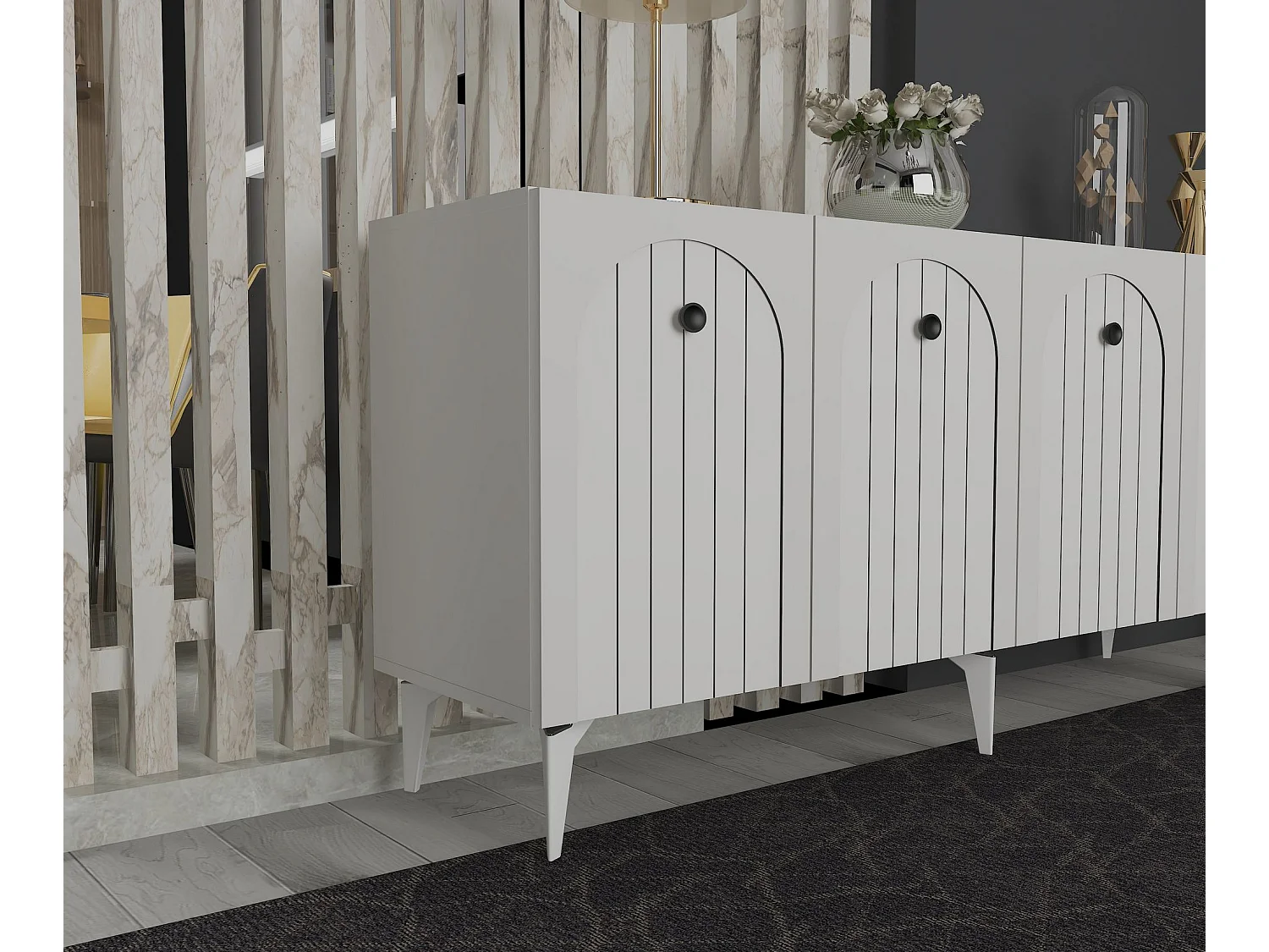 Sideboard – 150 cm x 79 cm x 40 cm – Weiß – Spanplatte