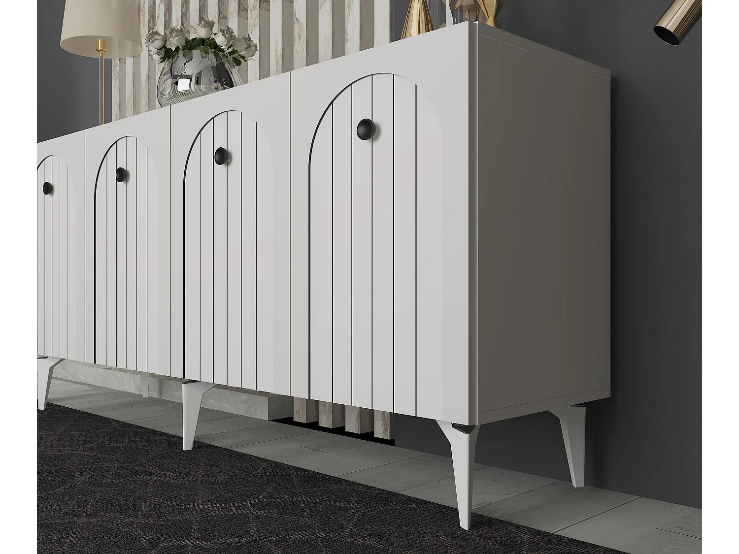 Sideboard – 150 cm x 79 cm x 40 cm – Weiß – Spanplatte