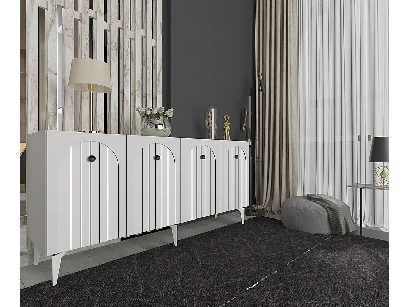 Buffet – 150 cm x 79 cm x 40 cm – Blanc – Panneaux de particules