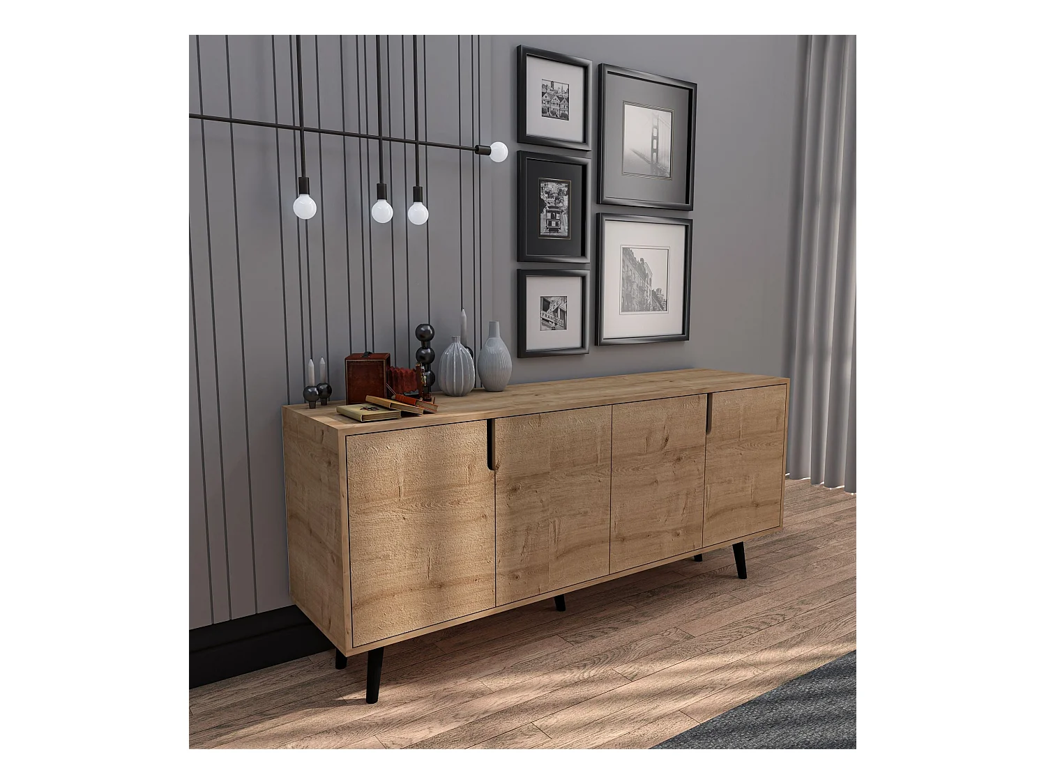 Buffet – 180 cm x 80 cm x 45 cm – Chêne saphir – Aggloméré