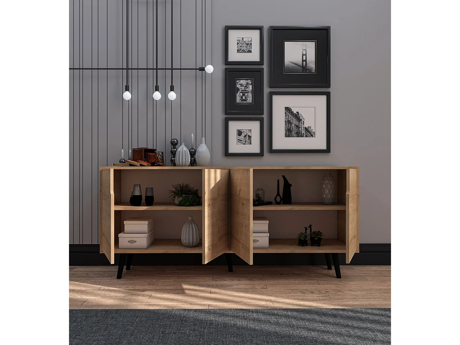 Buffet – 180 cm x 80 cm x 45 cm – Chêne saphir – Aggloméré