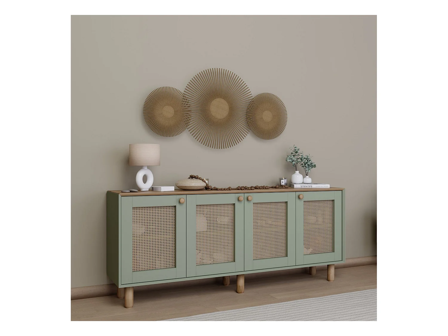 Buffet – 180 cm x 75 cm x 40 cm – Vert – Panneau de particules mélaminé