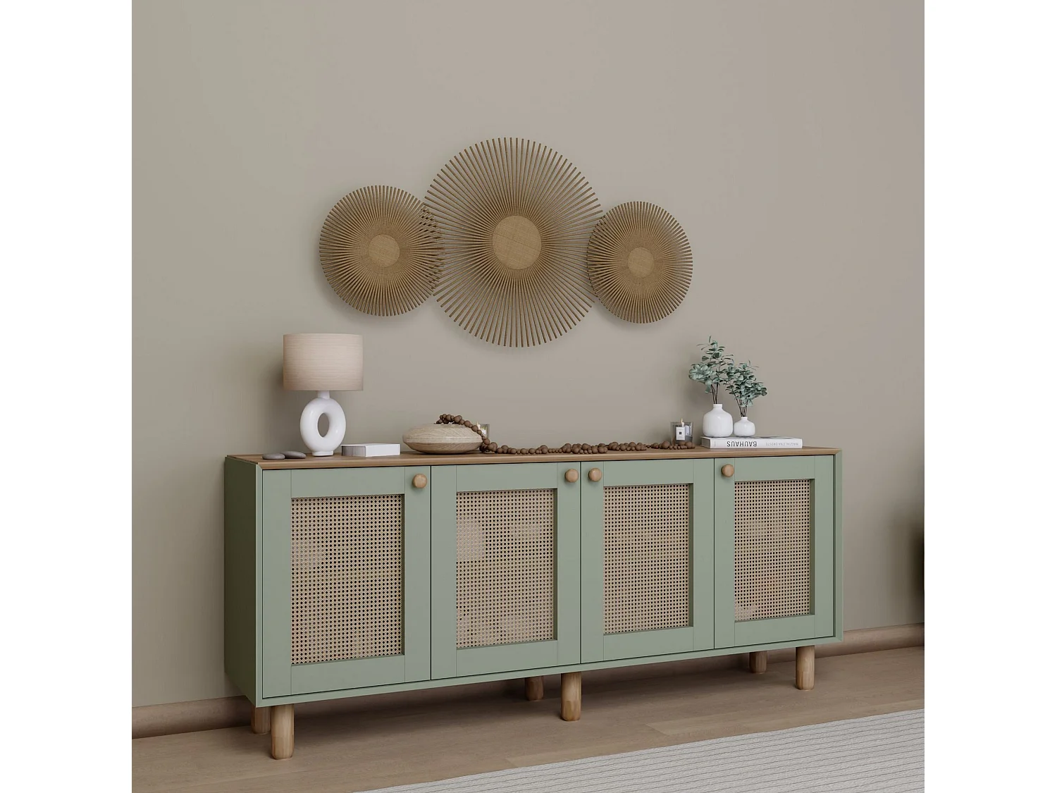 Buffet – 180 cm x 75 cm x 40 cm – Vert – Panneau de particules mélaminé