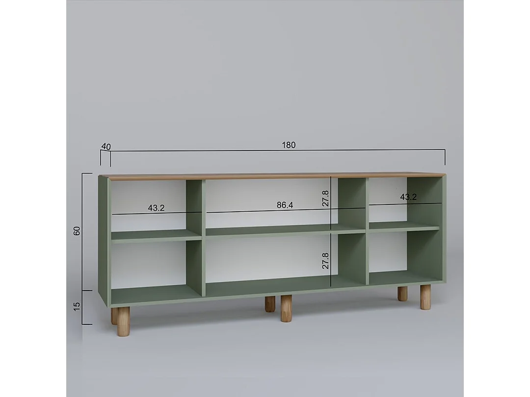 Buffet – 180 cm x 75 cm x 40 cm – Vert – Panneau de particules mélaminé